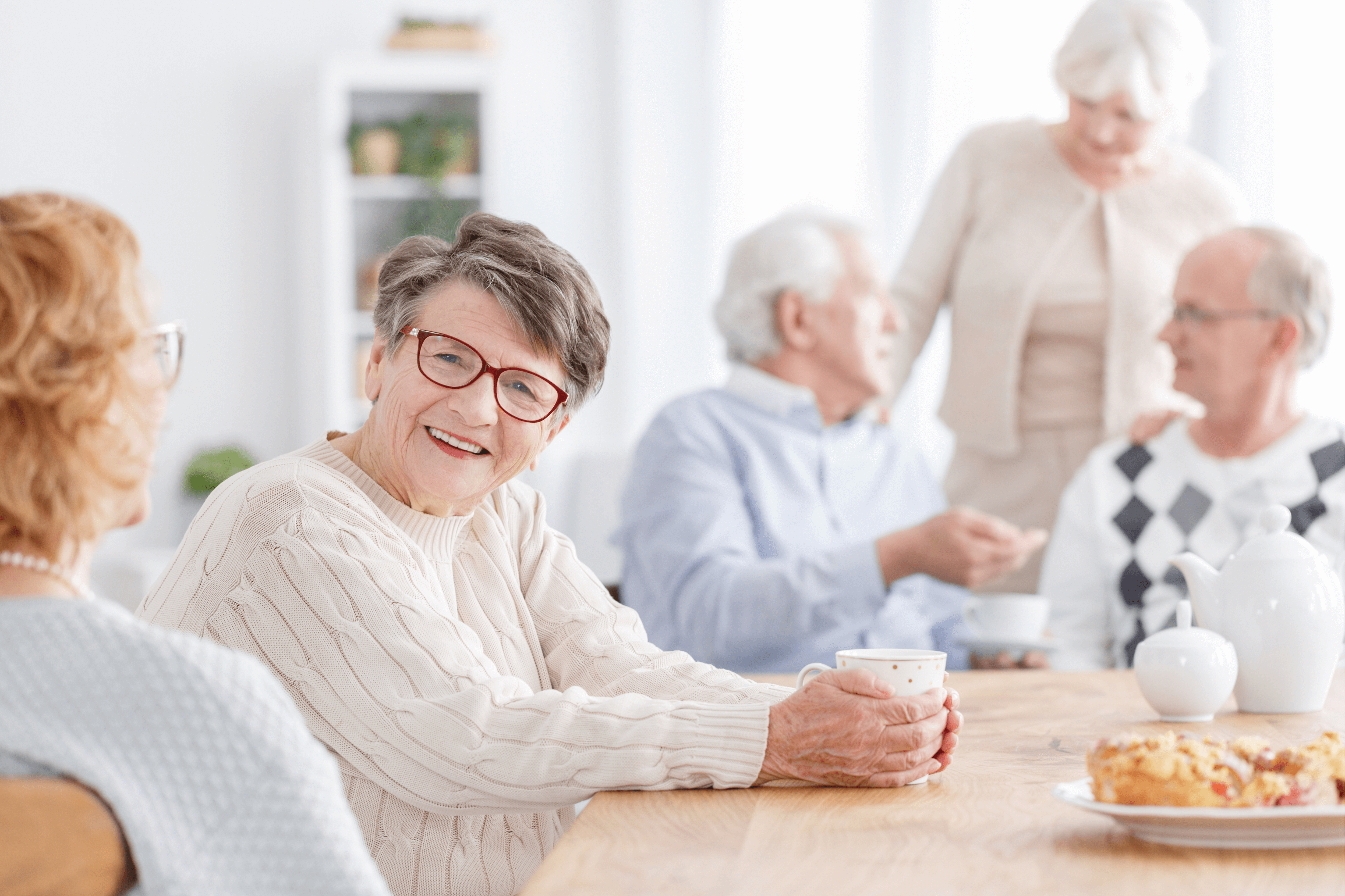 A picture of socialization at a transitional care facility.