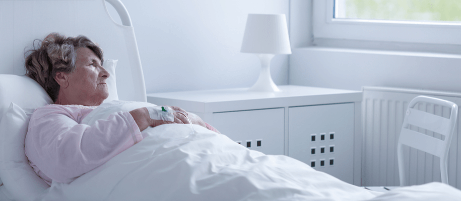 A patient recovers in a recuperative care center.