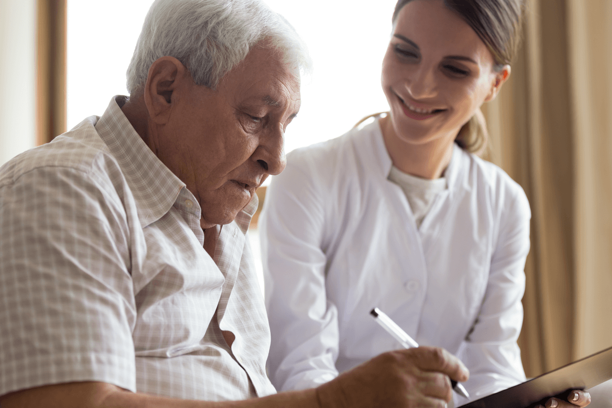 A transitional care patient and staff member.